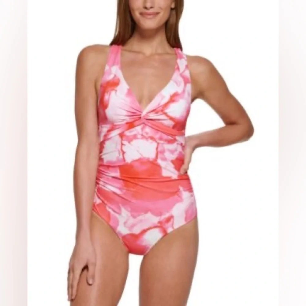 Calvin Klein Women's Tie-Dye Strappy-Back One-Piece Swimsuit SIZE: 16